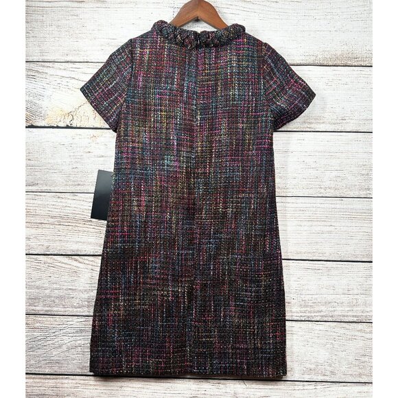 Tuckernuck Cameron Tweed Dress Womens XXS Multicolor Pearl Trim Short Sleeve NWT - Picture 2 of 12